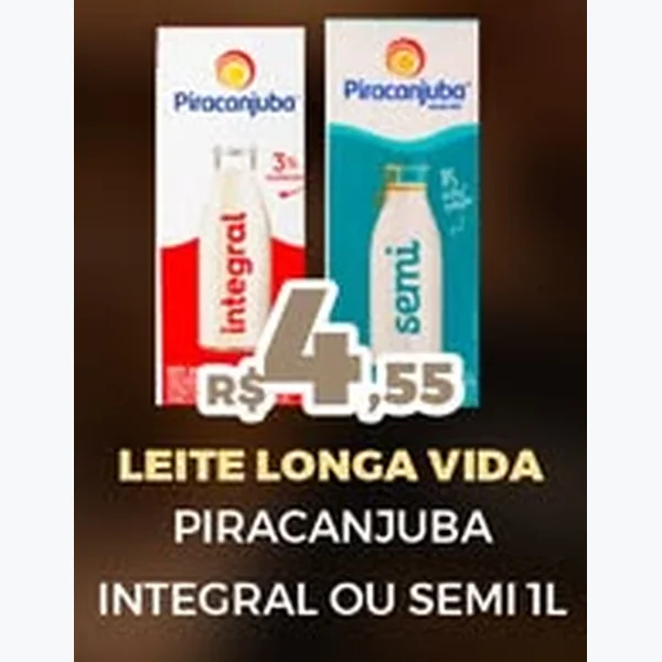 Recorte do encarte de Leite Longa Vida Semi Piracanjuba 1 L