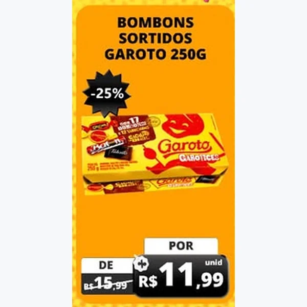 Recorte do encarte de Bombons Sortidos Garoto 250 g