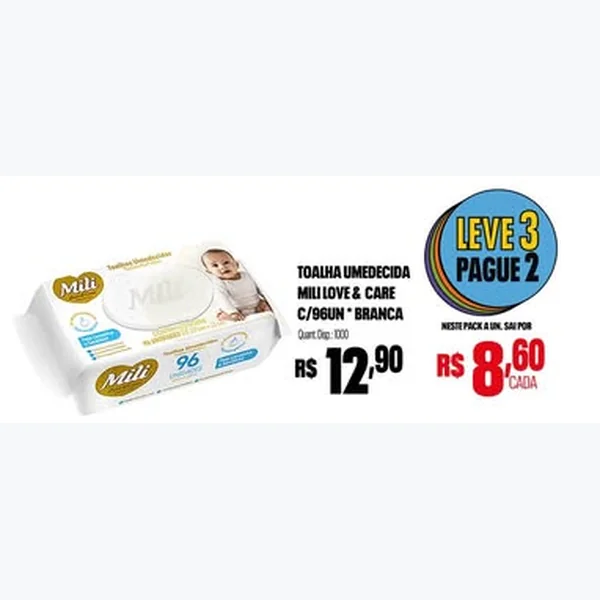 Toalha Umedecida Love & Care Mili 96 un