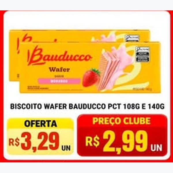 Recorte do encarte de Biscoito Wafer Bauducco 108 g