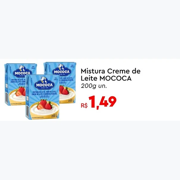 Recorte do encarte de Mistura Creme de Leite Mococa 200 g