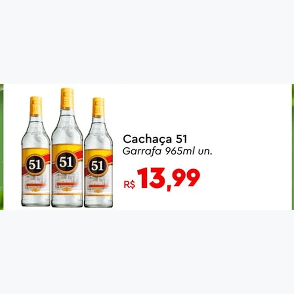 Recorte do encarte de Cachaça 51 965 ml