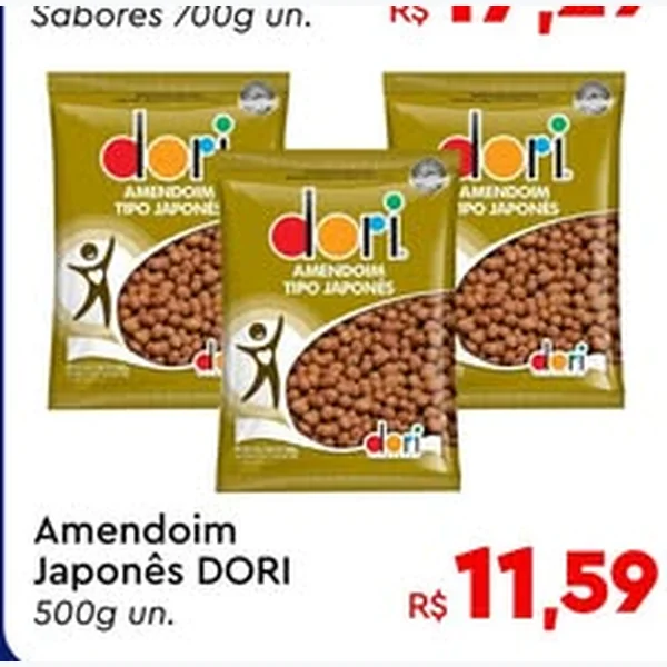 Recorte do encarte de Amendoim Japonês Dori 500 g