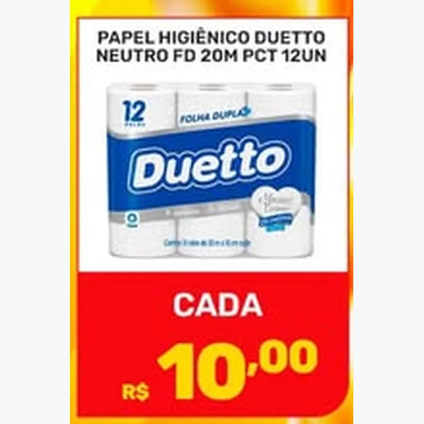 Recorte do encarte de Papel Higiênico Neutro Duetto 12 un × 20 un