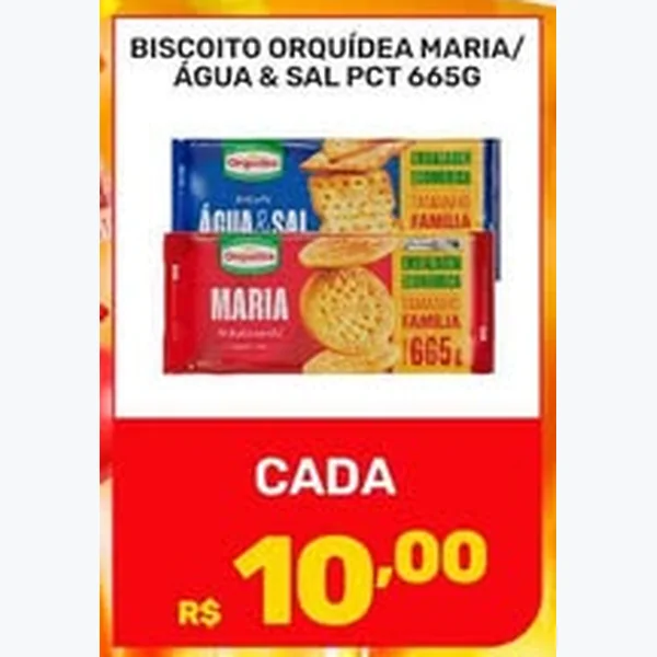 Recorte do encarte de Biscoito Água e Sal Orquídea 665 g