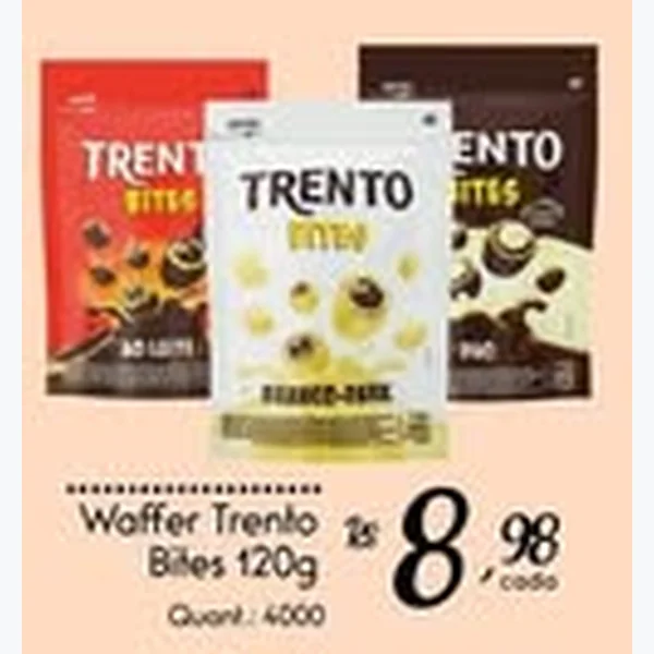 Recorte do encarte de Waffer Bites Trento 120 g