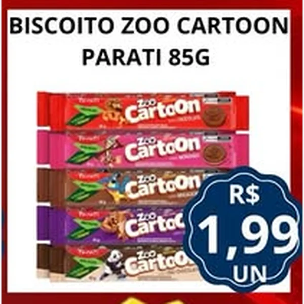 Recorte do encarte de Biscoito Zoo Cartoon Parati 85 g