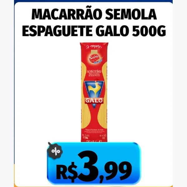 Macarrão Sêmola Espaguete Galo 500 g