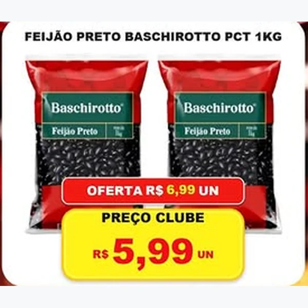 Recorte do encarte de Feijão Preto Baschirotto 1 kg