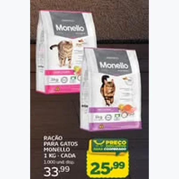 Recorte do encarte de Ração para Gatos Monello 1 kg