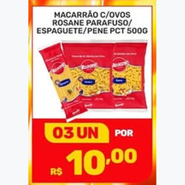 Recorte do encarte de Macarrão com Ovos Espaguete Rosane 500 g