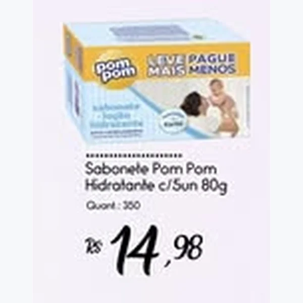 Recorte do encarte de Sabonete Hidratante Pom Pom 5 un × 80 g