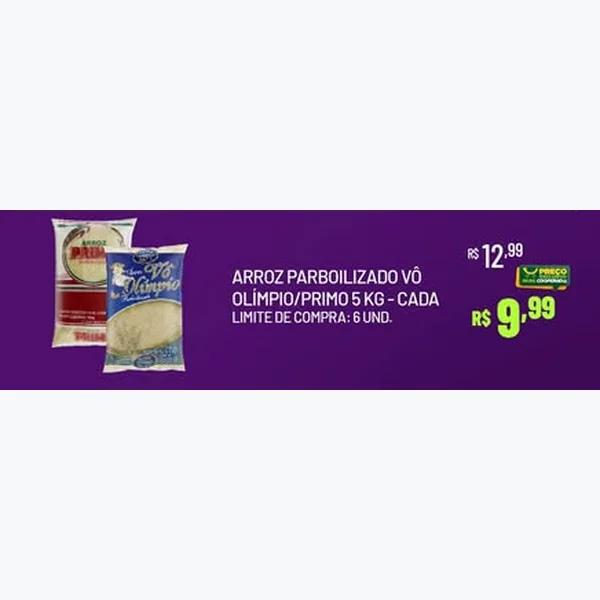 Recorte do encarte de Arroz Parboilizado Primo 5 kg