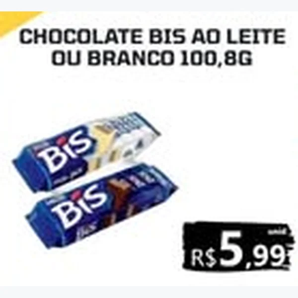 Recorte do encarte de Chocolate ao Leite Bis 100,8 g
