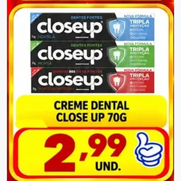 Recorte do encarte de Creme Dental Close Up 70 g