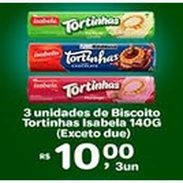 Recorte do encarte de Biscoito Tortinhas Isabela 140 g