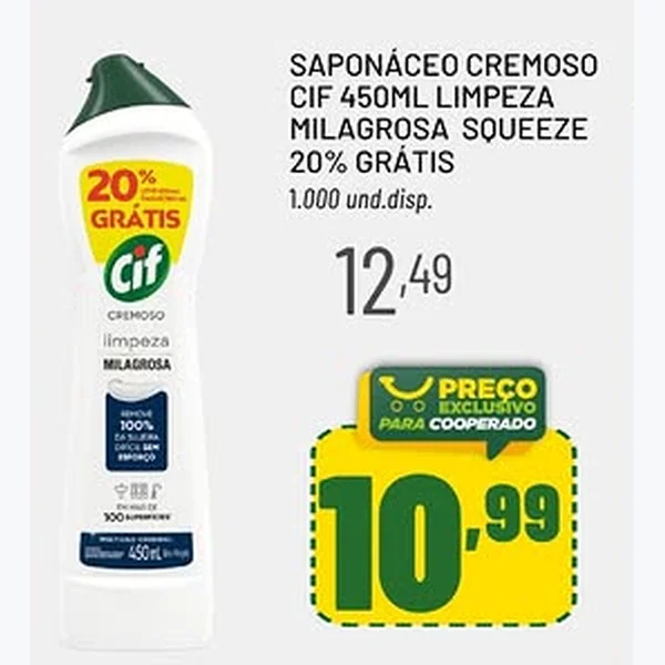 Recorte do encarte de Saponáceo Cremoso Limpeza Milagrosa Squeeze Cif 450 ml