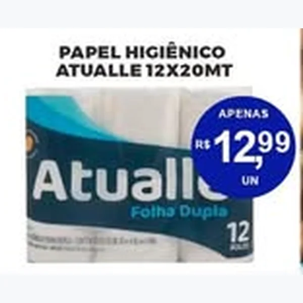 Papel Higiênico Folha Dupla Atualle 12 un × 20 un