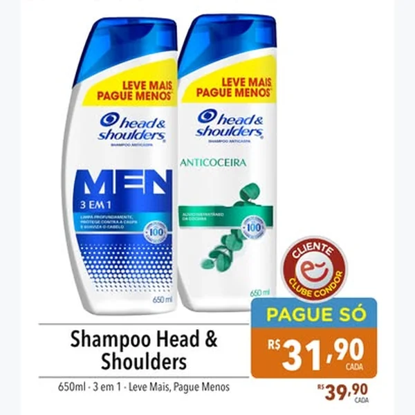 Recorte do encarte de Shampoo Men 3 em 1 Head & Shoulders 650 ml