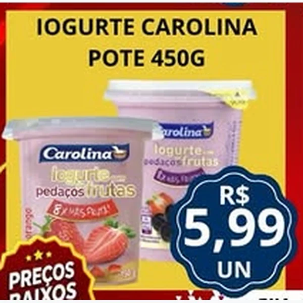 Recorte do encarte de Iogurte Carolina 450 g