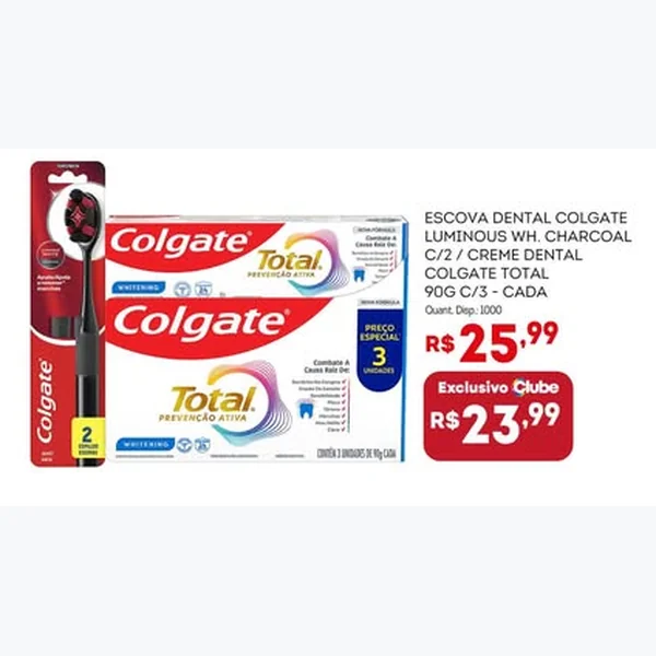 Recorte do encarte de Escova Dental Luminous White Charcoal Colgate 2 un