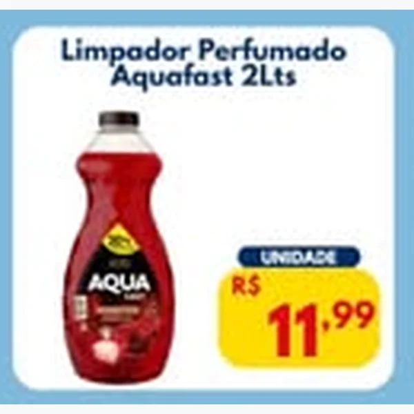 Recorte do encarte de Limpador Perfumado Aquafast 2 L