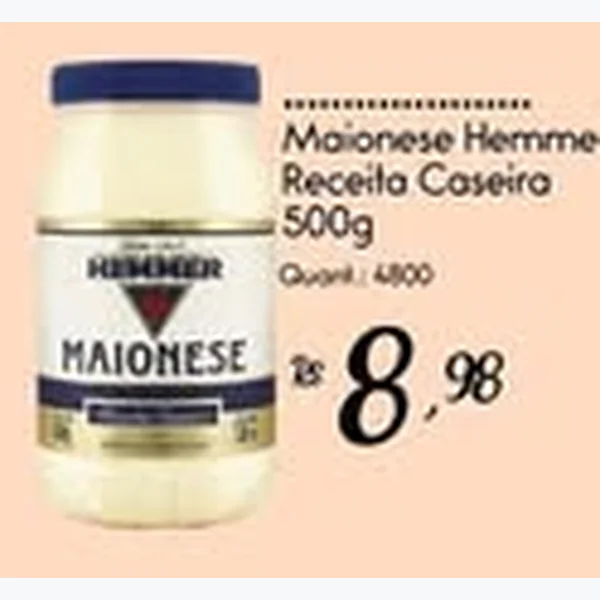 Recorte do encarte de Maionese Receita Caseira Hemmer 500 g