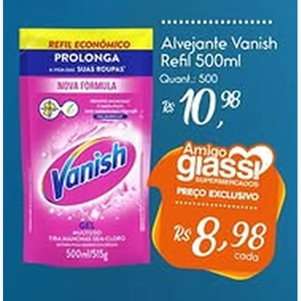 Recorte do encarte de Alvejante Refil Vanish 500 ml