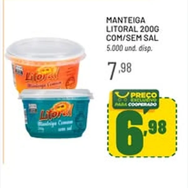 Manteiga sem Sal Litoral 200 g