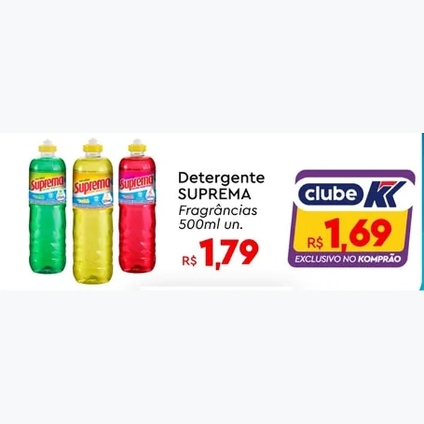 Recorte do encarte de Detergente SUPREMA 500 ml