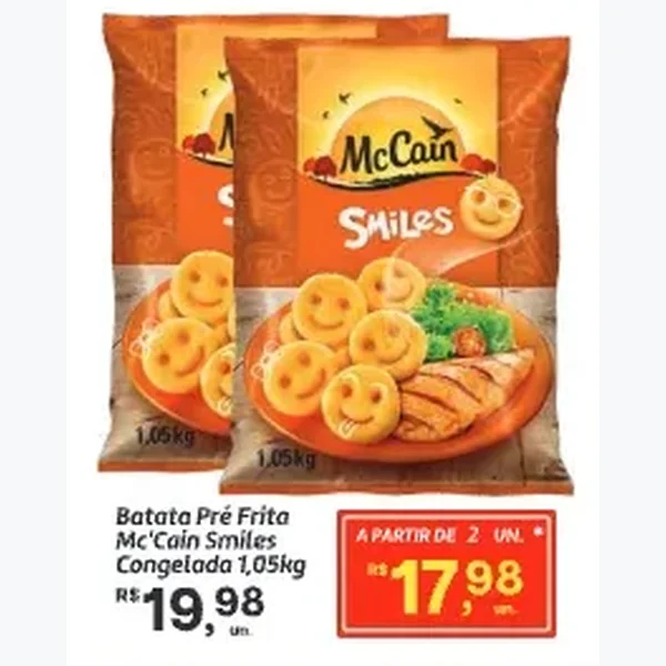 Recorte do encarte de Batata Pré Frita Smiles McCain 1,05 kg
