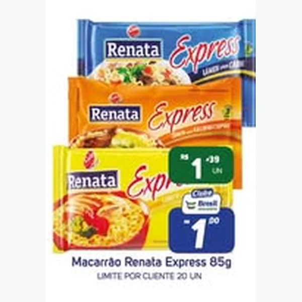 Recorte do encarte de Macarrão Express Renata 85 g