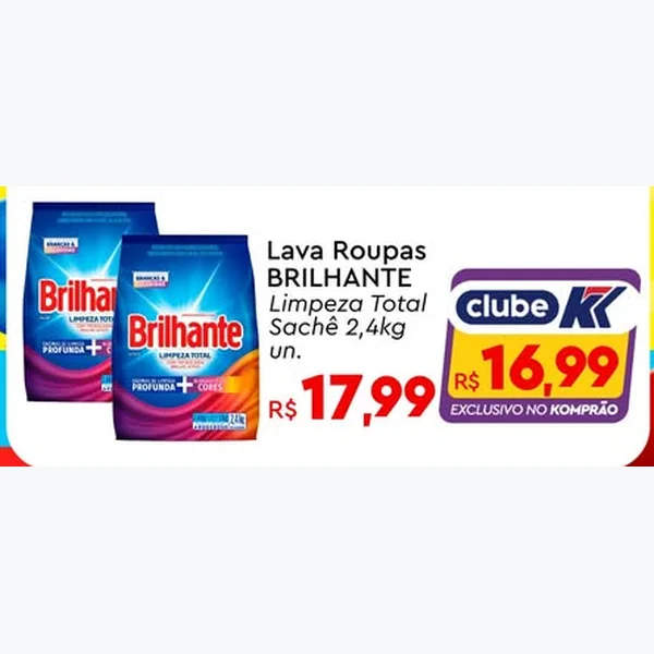 Lava Roupas Limpeza Total Brilhante 2,4 kg