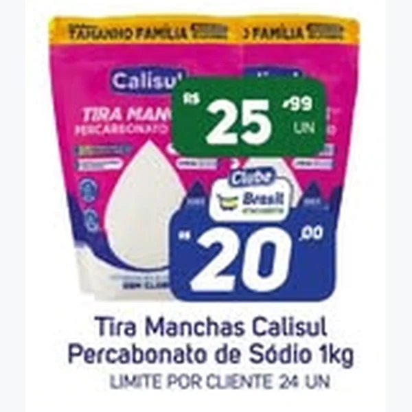 Recorte do encarte de Tira Manchas Percarbonato de Sódio Calisul 1 kg