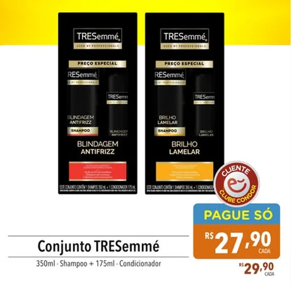 Recorte do encarte de Shampoo e Condicionador Brilho Lamelar TRESemmé 350 ml