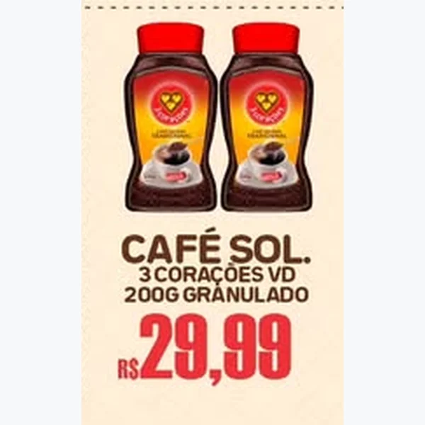 Recorte do encarte de Café Solúvel Granulado 3 Corações 200 g