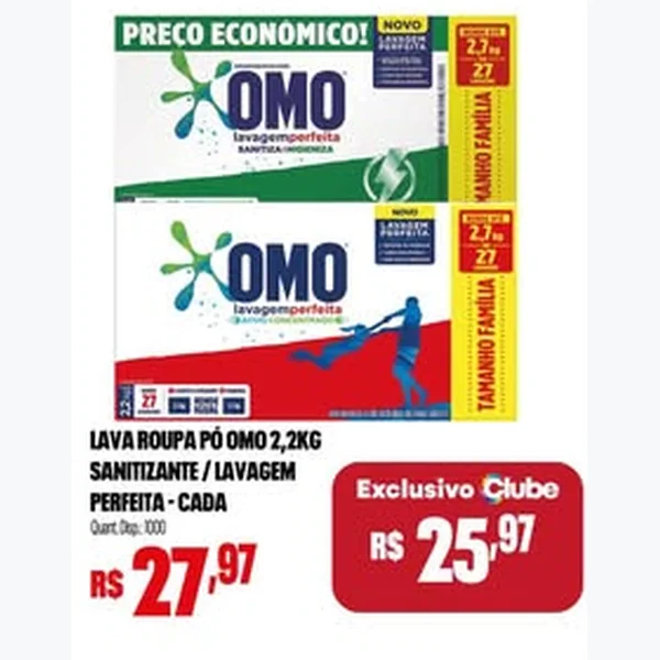 Recorte do encarte de Lava Roupa Pó Lavagem Perfeita Omo 2,2 kg