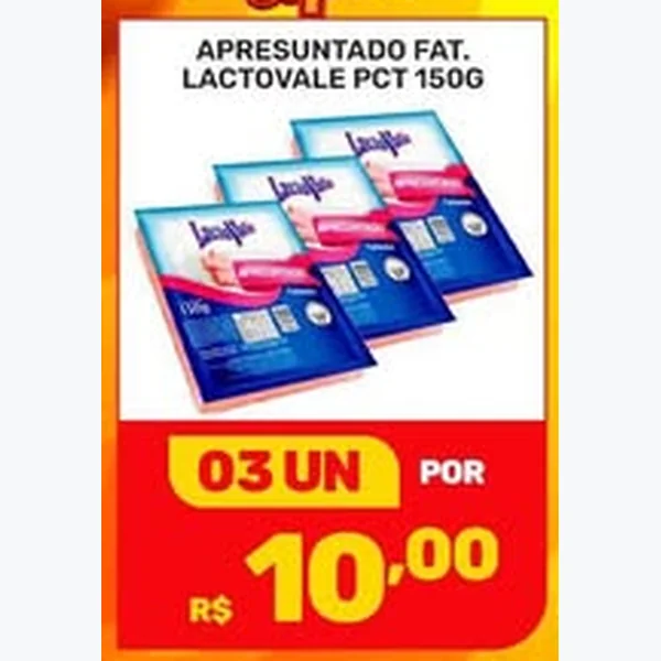 Recorte do encarte de Apresuntado Fatiado Lactovale 150 g