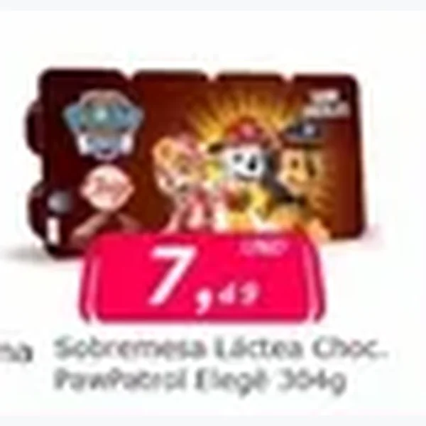 Recorte do encarte de Sobremesa Láctea Choc. Paw Patrol Elegê 364 g