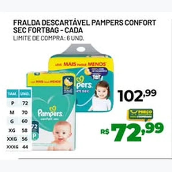 Recorte do encarte de Fralda Descartável Confort Sec Pampers