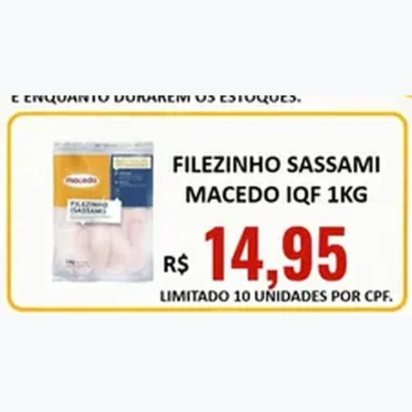 Recorte do encarte de Filézinho Sassami Iqf Macedo 1 kg