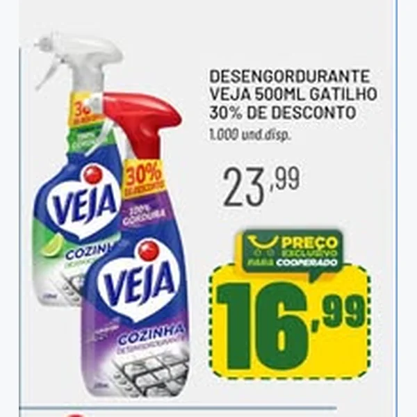 Recorte do encarte de Desengordurante Gatilho Veja 500 ml