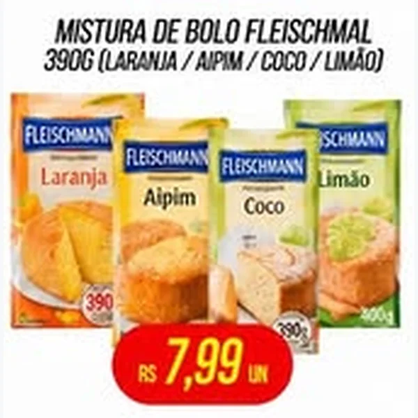 Recorte do encarte de Mistura de Bolo Fleischmann 390 g