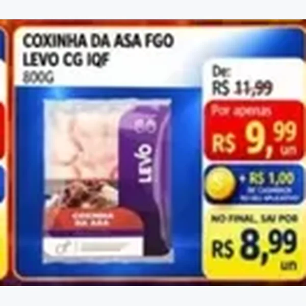 Recorte do encarte de Coxinha da Asa Iqf Levo 800 g