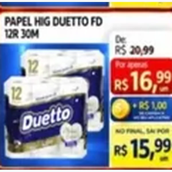 Papel Higiênico Duetto 12 un × 30 un
