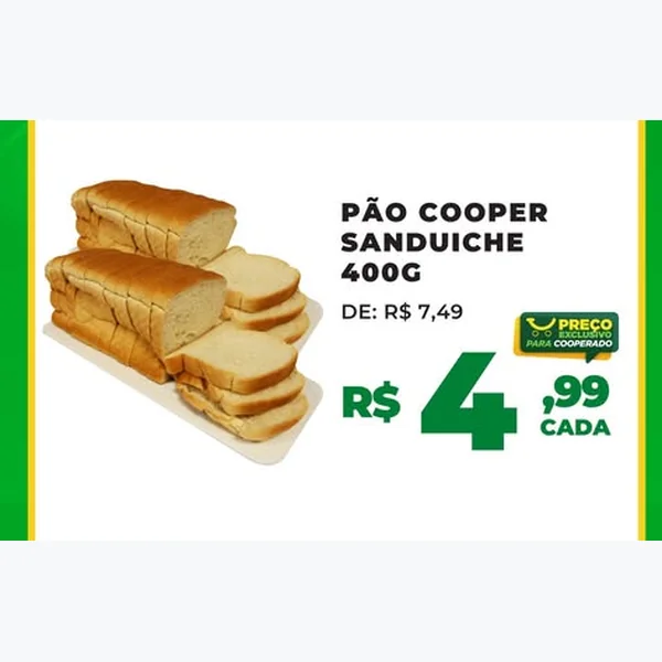 Recorte do encarte de Pão Sanduiche Cooper 400 g