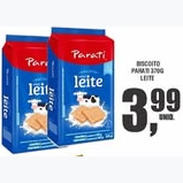 Recorte do encarte de Biscoito Leite Parati 370 g