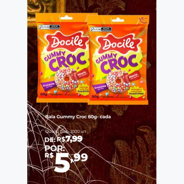 Bala Gummy Croc Docile 60 g