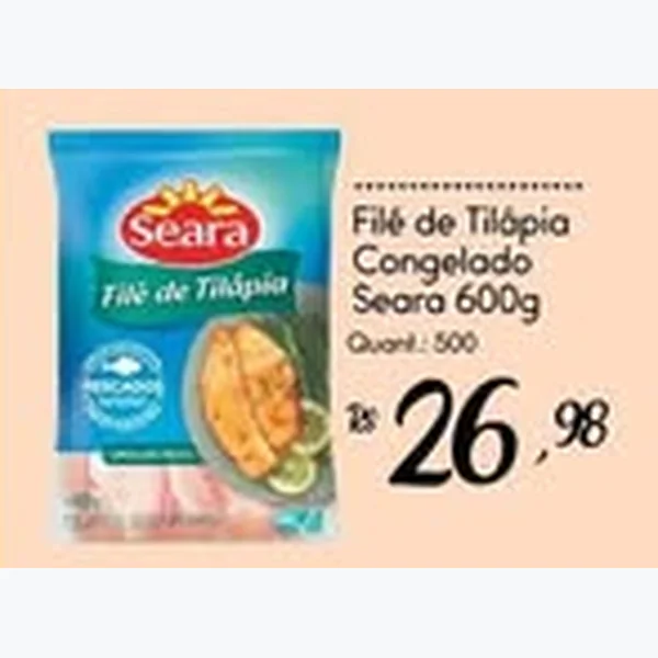 Recorte do encarte de Filé de Tilápia Congelado Seara 600 g