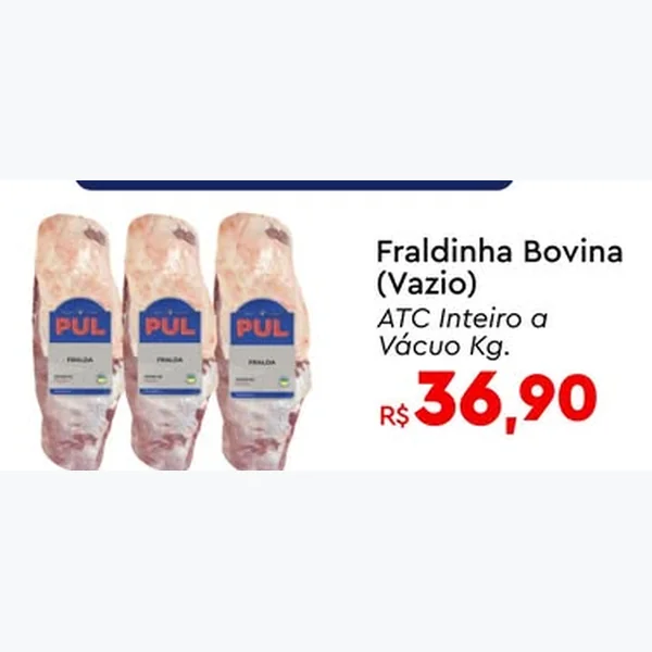Recorte do encarte de Fraldinha Bovina (vazio) Inteiro a Vácuo